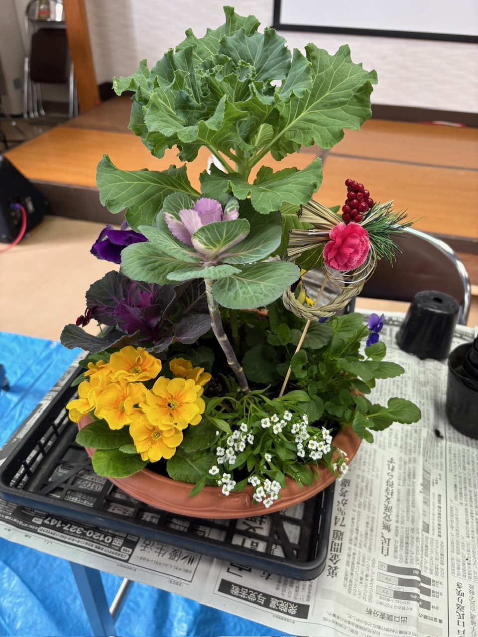 お正月の花の寄せ植えを楽しもう
【美作エリア久米北コープ委員会】