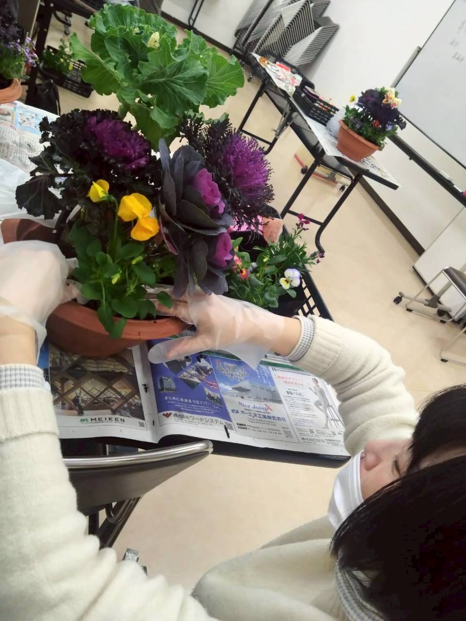 寄せ植えでお正月を彩ろう!
【美作エリア北小コープ委員会】